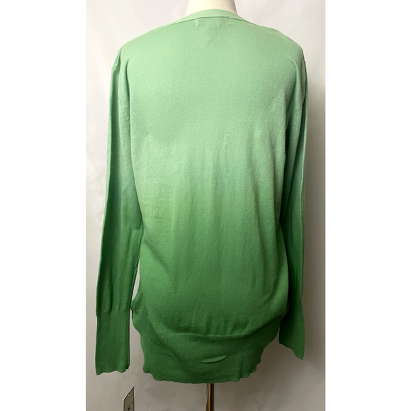 Vtg 90's KIKIT Women’s Sweater Green Combo Size L Bottom Cardigan 100% Cotton - Picture 3 of 8